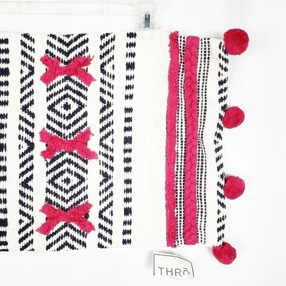 THRO boho pom pom pillowcase NWT